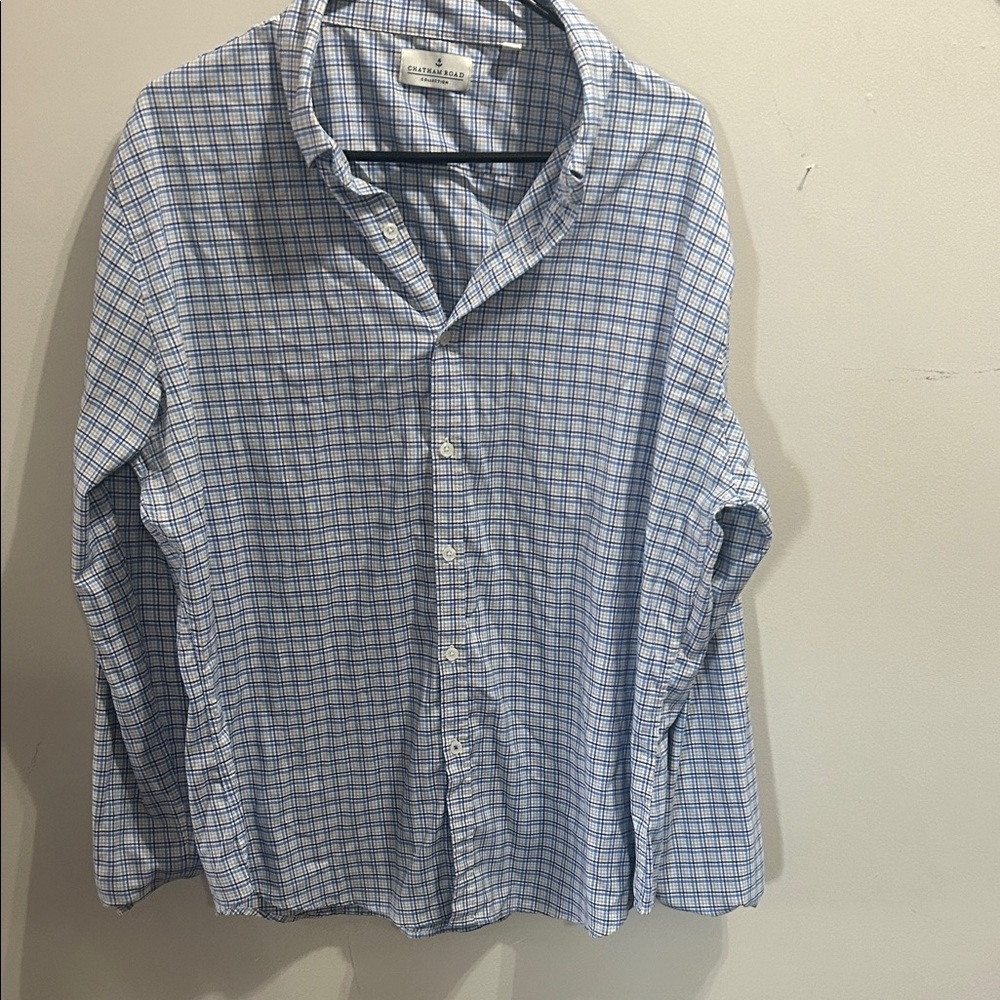 Banana Republic Light Blue and White Checkered Shirt
